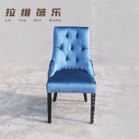 上海振腾家具 实木布艺沙发椅 水晶扣餐椅 新古典酒店椅 书房椅子