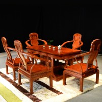 和谐FHYF-150  非洲花梨木**紫檀茶台茶桌6件套 东阳红木家具 红木实木板式家具 古典中式家具